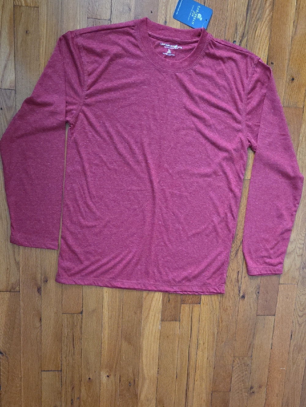 Caribbean Joe Heathered Red Long Sleeve Crewneck